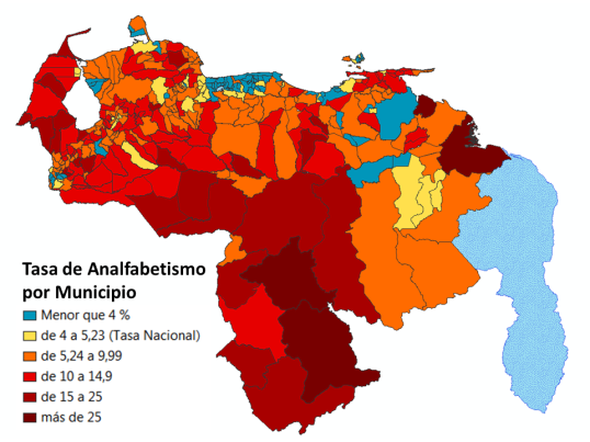 Distribución del analfabetismo por Municipio, de acuerdo a los datos del Censo 2011