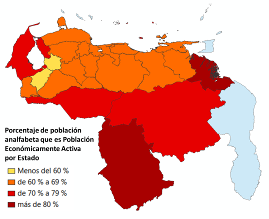 Población analfabeta que es Población Económicamente Activa por Estado. Datos del Censo 2011